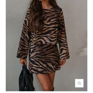 These Three- Zebra Suede Skirt Set-Black/Brown